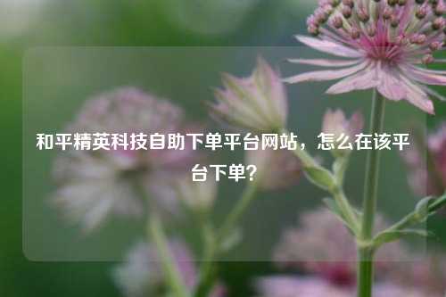 和平精英科技自助下单平台网站，怎么在该平台下单？