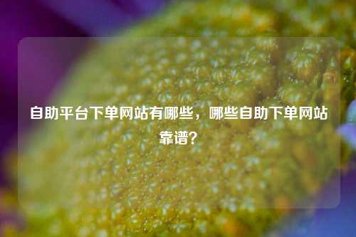 自助平台下单网站有哪些，哪些自助下单网站靠谱？