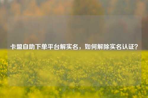 卡盟自助下单平台解实名，如何解除实名认证？